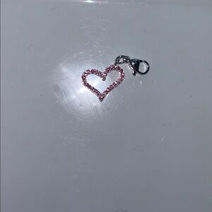 Origami Owl Sterling Heart Charm with Pink Stones Dangle